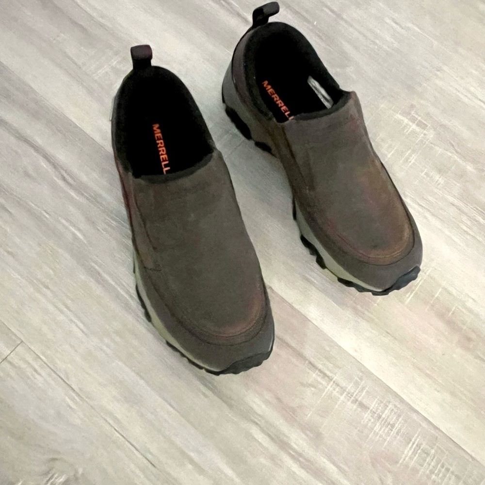 Merrell J45524 Women's Dark Brown Leather Artic Grip Slip Ons Waterproof- Size 9